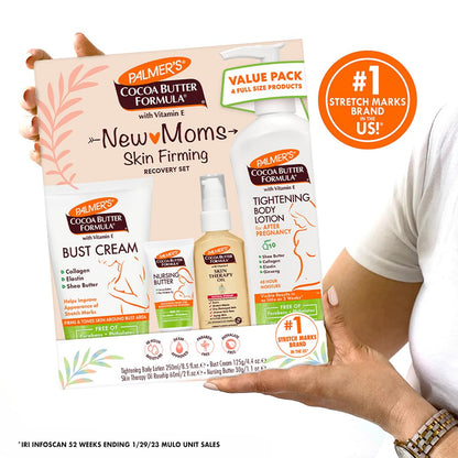 Palmer's Cocoa Butter Formula Postpartum Recovery Gift Set – Thoughtful Baby Shower Present for New Moms with Stretch Mark Cream and Nursing Butter