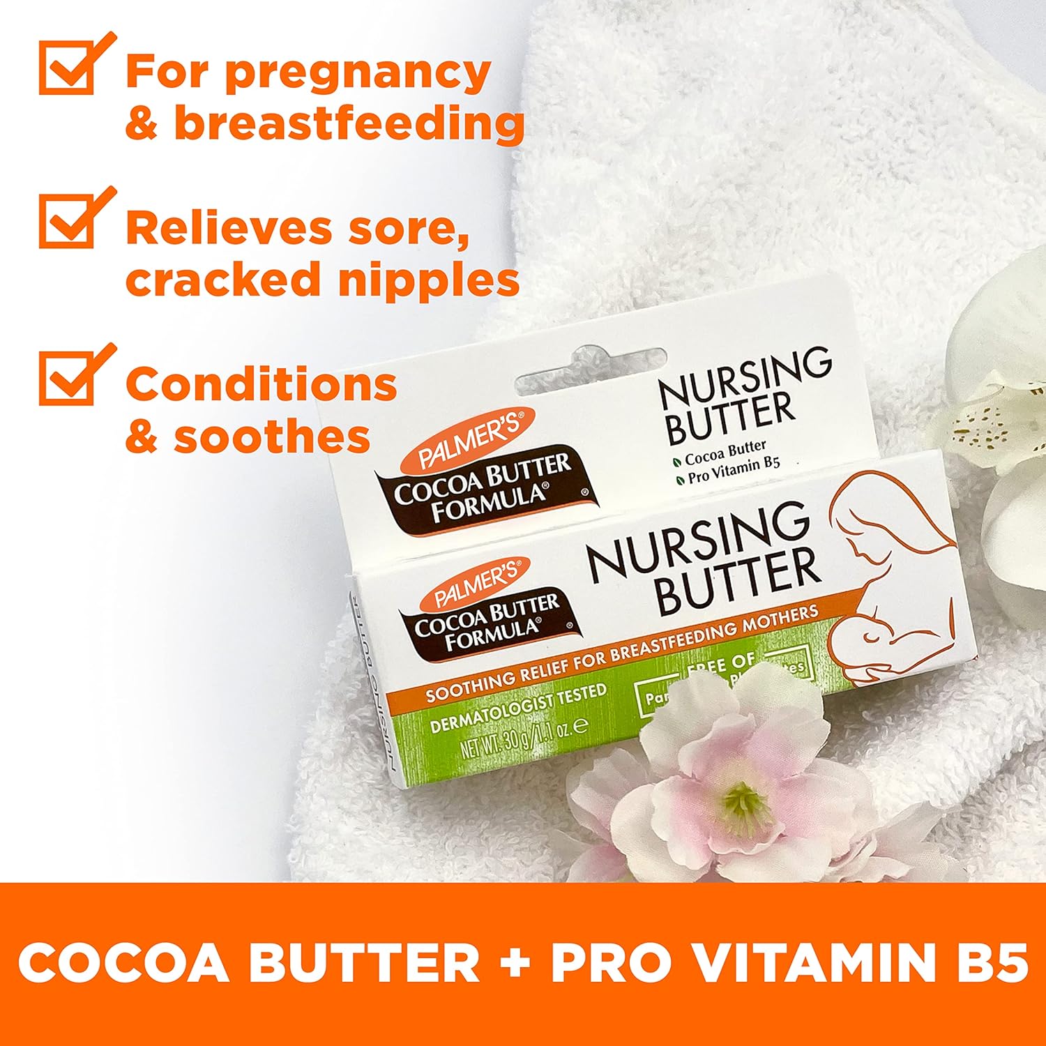Palmer's Cocoa Butter Formula Postpartum Recovery Gift Set – Thoughtful Baby Shower Present for New Moms with Stretch Mark Cream and Nursing Butter