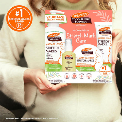 Palmer's Cocoa Butter Formula Pregnancy Kit – Safe Stretch Mark Care for Moms, Gentle Formula for Family Friendly Routine