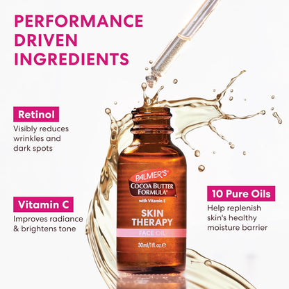 Palmer's Cocoa Butter Formula Skin Therapy Face Oil – Nightly Self-Care Ritual for Fine Lines and Dryness