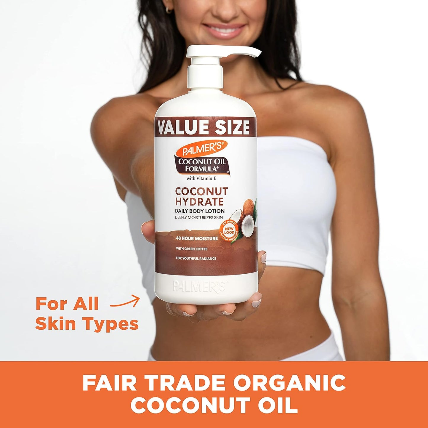Palmer's Coconut Oil Body Lotion – 48-Hour Hydration for Your Evening Self-Care Ritual, 33.8 fl oz Pump