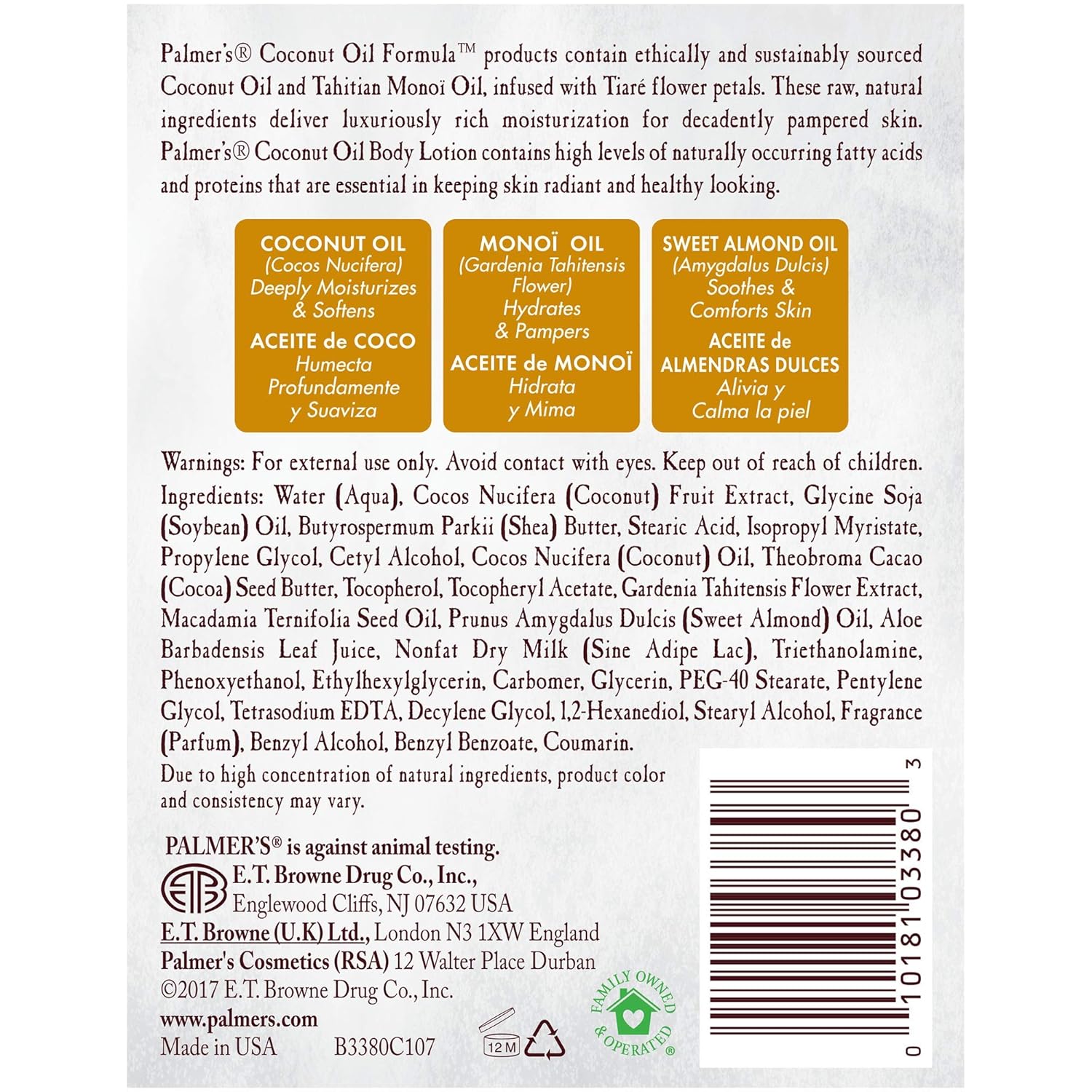 Palmer's Coconut Oil Body Lotion – 48-Hour Hydration for Your Evening Self-Care Ritual, 33.8 fl oz Pump