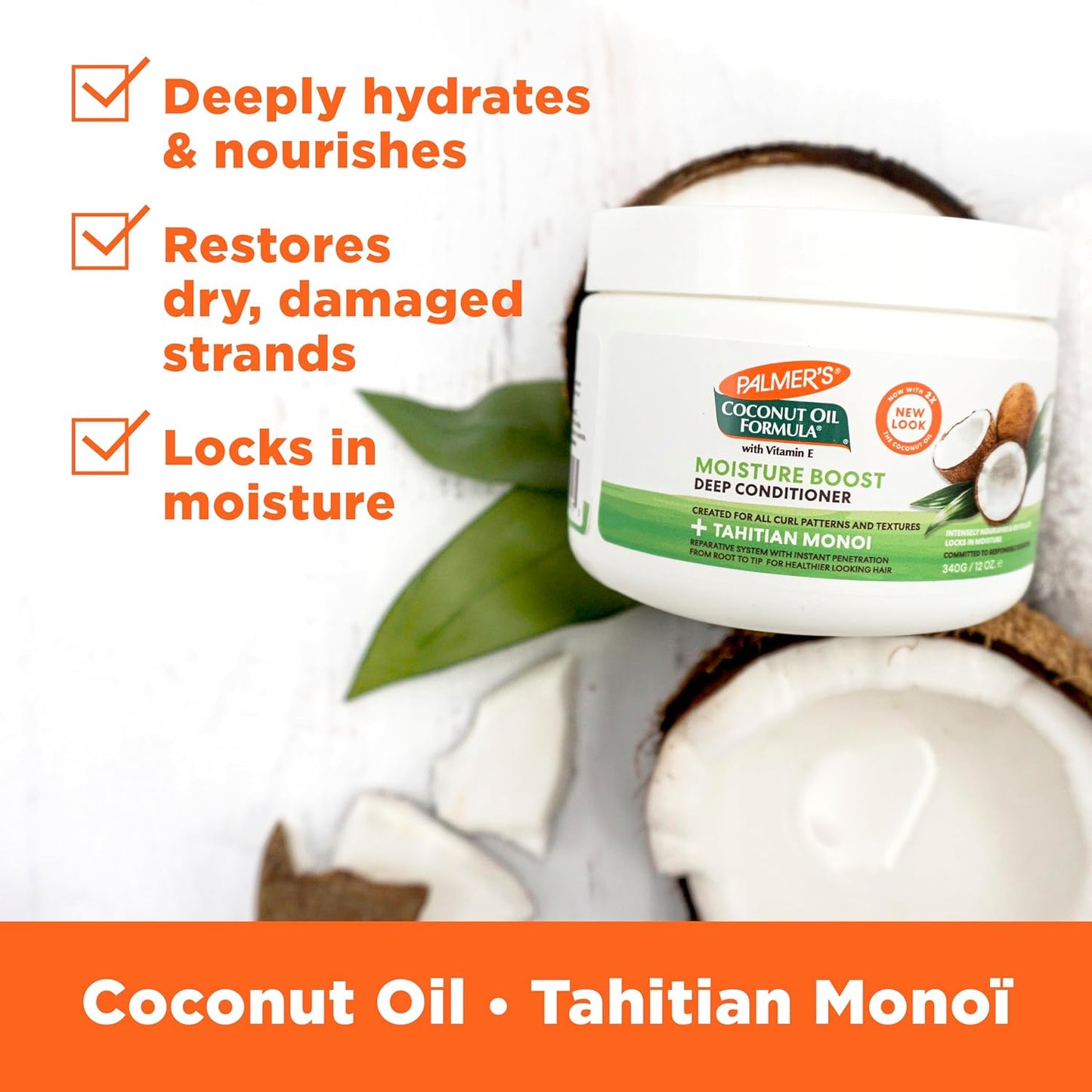 Palmer's Coconut Oil Deep Conditioner — Simple One-Step Hydration for an Uncluttered Vanity, 12 Fl Oz
