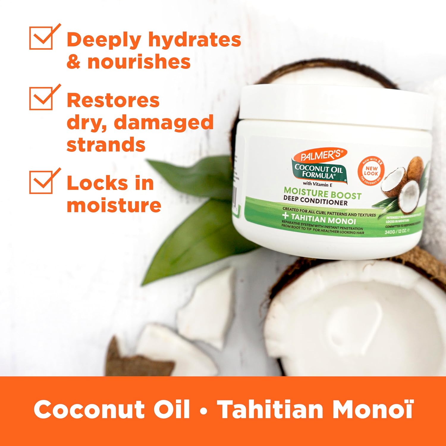 Palmer's Coconut Oil Deep Conditioner — Simple One-Step Hydration for an Uncluttered Vanity, 12 Fl Oz