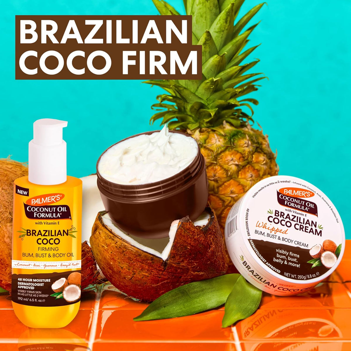 Palmer's Coconut Oil Formula Brazilian Coco Firming Body Oil – At-Home Spa Body Treatment for Cellulite-Prone Areas, Tropical Scent