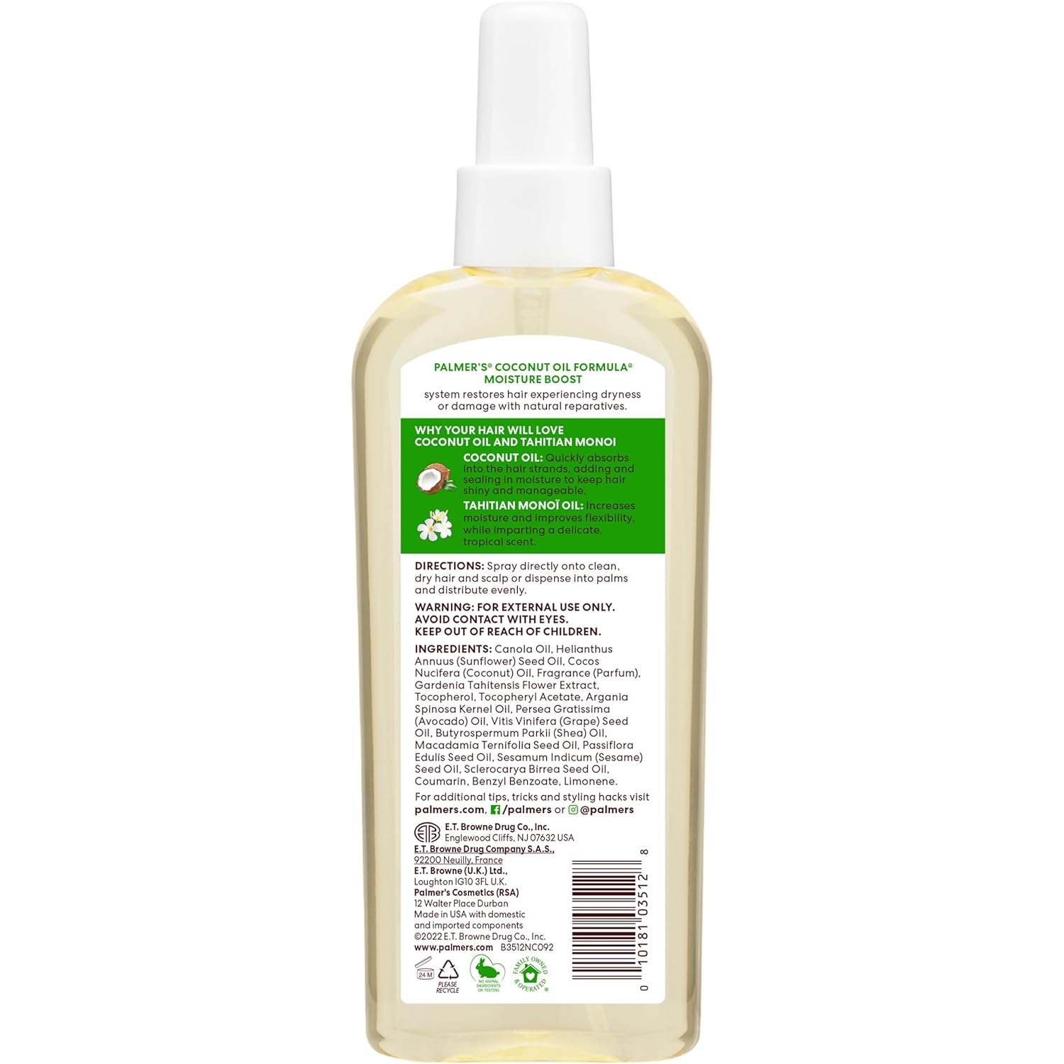 Palmer's Coconut Oil Moisture Boost Hair Oil Spray – Self-Care Scalp and Strand Ritual for Nightly Hydration