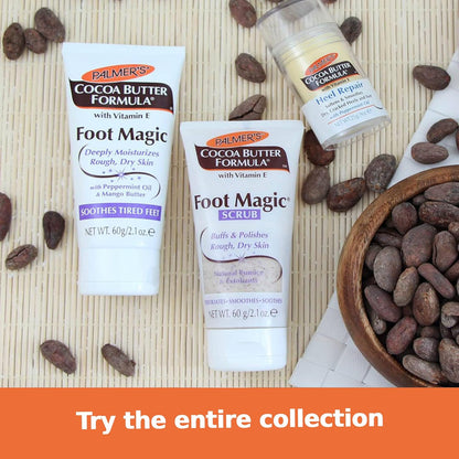 Palmer's Foot Magic Exfoliating Foot Scrub with Vitamin E – Nightly Self-Care Ritual for Sore, Tired Feet, Peppermint Cocoa Butter Pedicure Prep