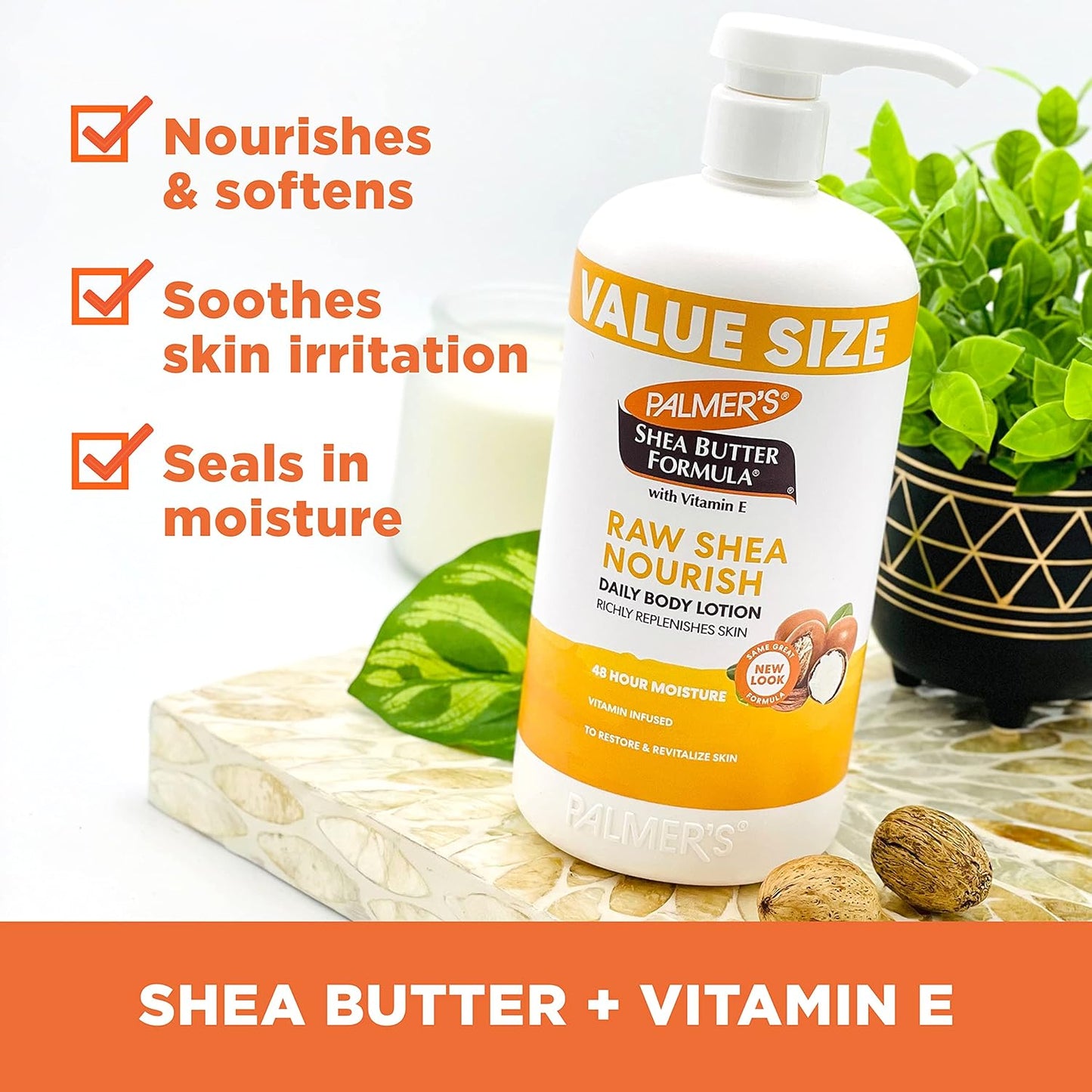 Palmer's Raw Shea Body Lotion for Dry Skin – 48-Hour Hydration Self-Care Ritual for Bedroom & Vanity