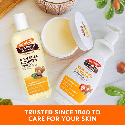 Palmer's Raw Shea Body Oil with Vitamin E – Gentle Sensitive Skin Care Safe for Kids' & Nursery Bathrooms