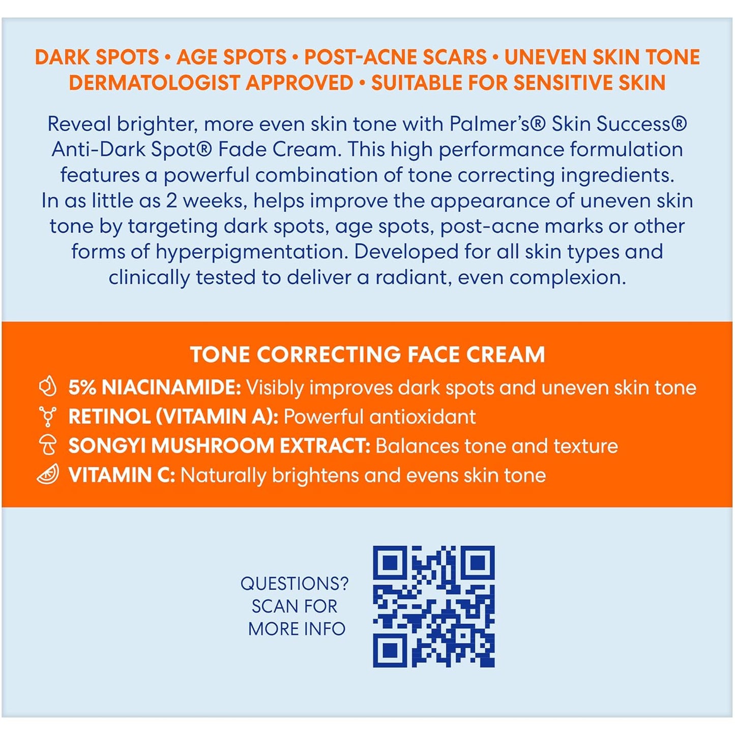 Palmer's Skin Success Anti-Dark Spot Fade Cream – Nightly Self-Care Ritual for Dry Skin, Brightening & Hydration