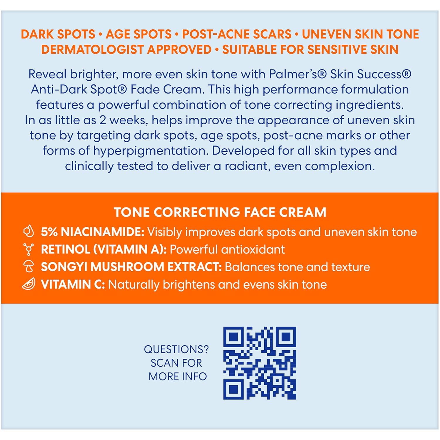 Palmer's Skin Success Anti-Dark Spot Fade Cream – Nightly Self-Care Ritual for Dry Skin, Brightening & Hydration