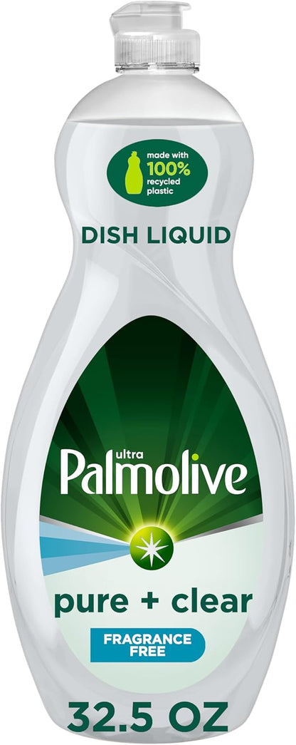 Palmolive Ultra Pure + Clear Dish Soap – Hypoallergenic Fragrance-Free Formula for Allergy-Safe Homes