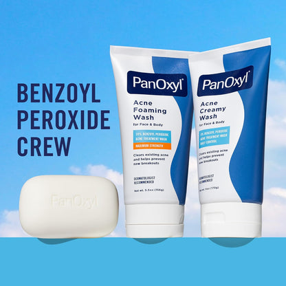 PanOxyl Antimicrobial Acne Creamy Wash – 4% Benzoyl Peroxide One-Step Face and Body Acne Treatment
