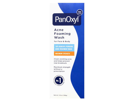PanOxyl Fragrance-Free 10% Acne Foaming Wash for Dorm and Shared Kids' Bathrooms, Sensitive Skin Safe