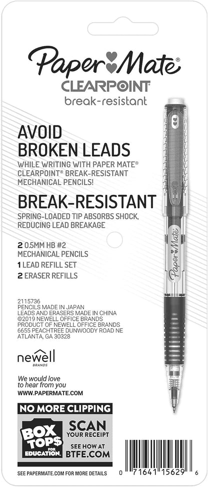 Paper Mate Clearpoint Mechanical Pencils 0.5mm Break Resistant HB #2 Lead Office Desk Essential for Note-Taking and Focus Sessions