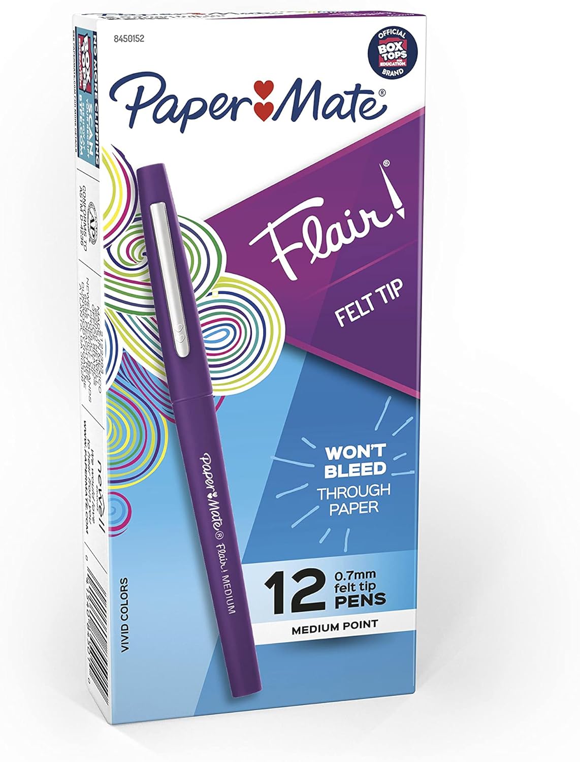 Paper Mate Flair Purple Felt Tip Pens – 0.7mm Medium Point Safe Markers for Kids' Homework and Craft Projects