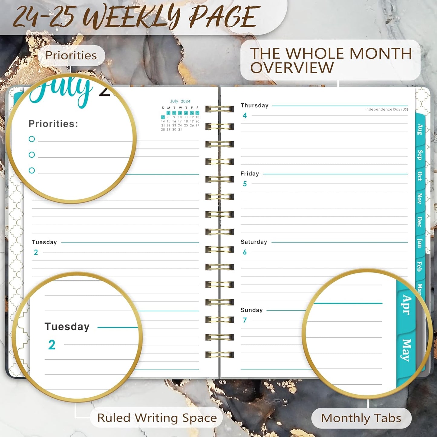 PAPERIAN 2024 Planner – Daily Organizer for Home Office Desk, Weekly and Monthly Task Scheduler