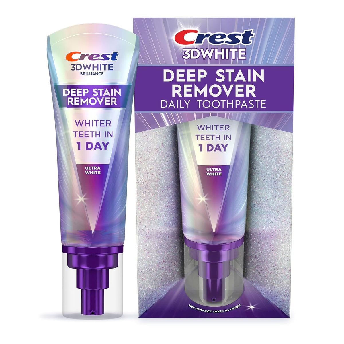 patented whitening technology formulated to dissolve stain-holding bonds in one day