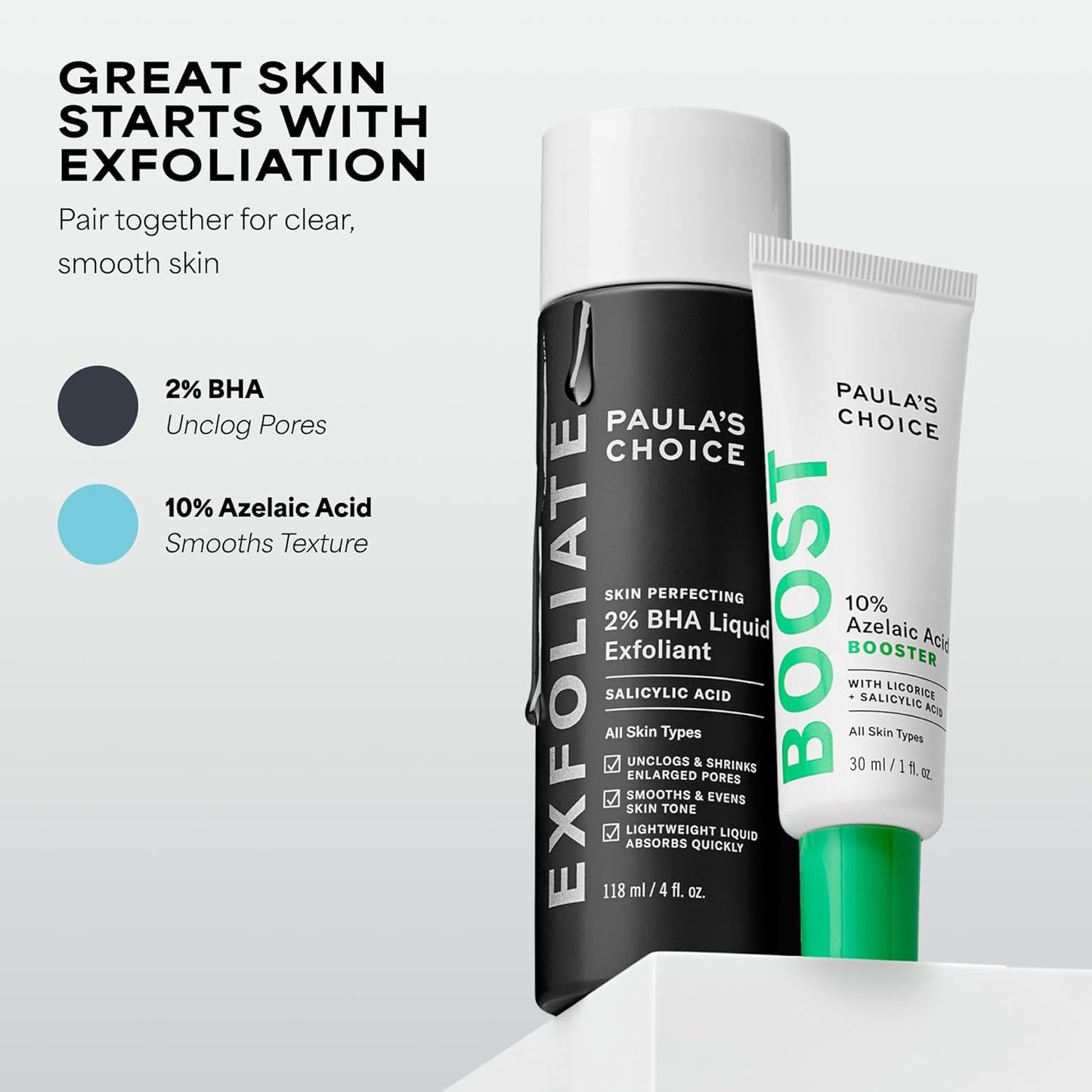 Paula's Choice Azelaic Acid BHA Booster Serum – Mindful Self-Care Treatment for Acne-Prone and Reactive Skin