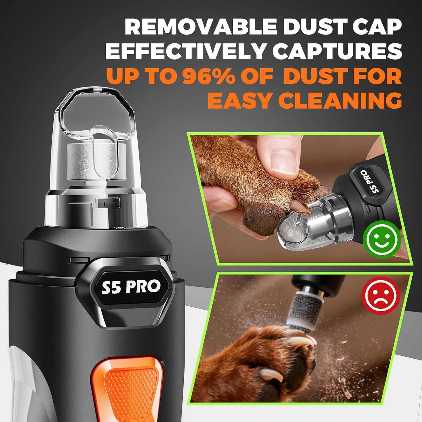 PawGuard Whisper-Quiet Nail Grinder – LED Light Dog & Cat Groomer for Senior Pets