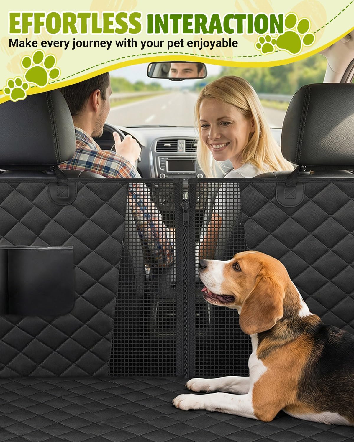PawHaven Dog Car Seat Cover – Stress-Reducing Hammock with Mesh Window for Calm Vet and Grooming Visits