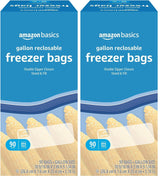 Amazon Basics Stand-Up Gallon Freezer Bags for Organized Bulk Cooking and Portion Control