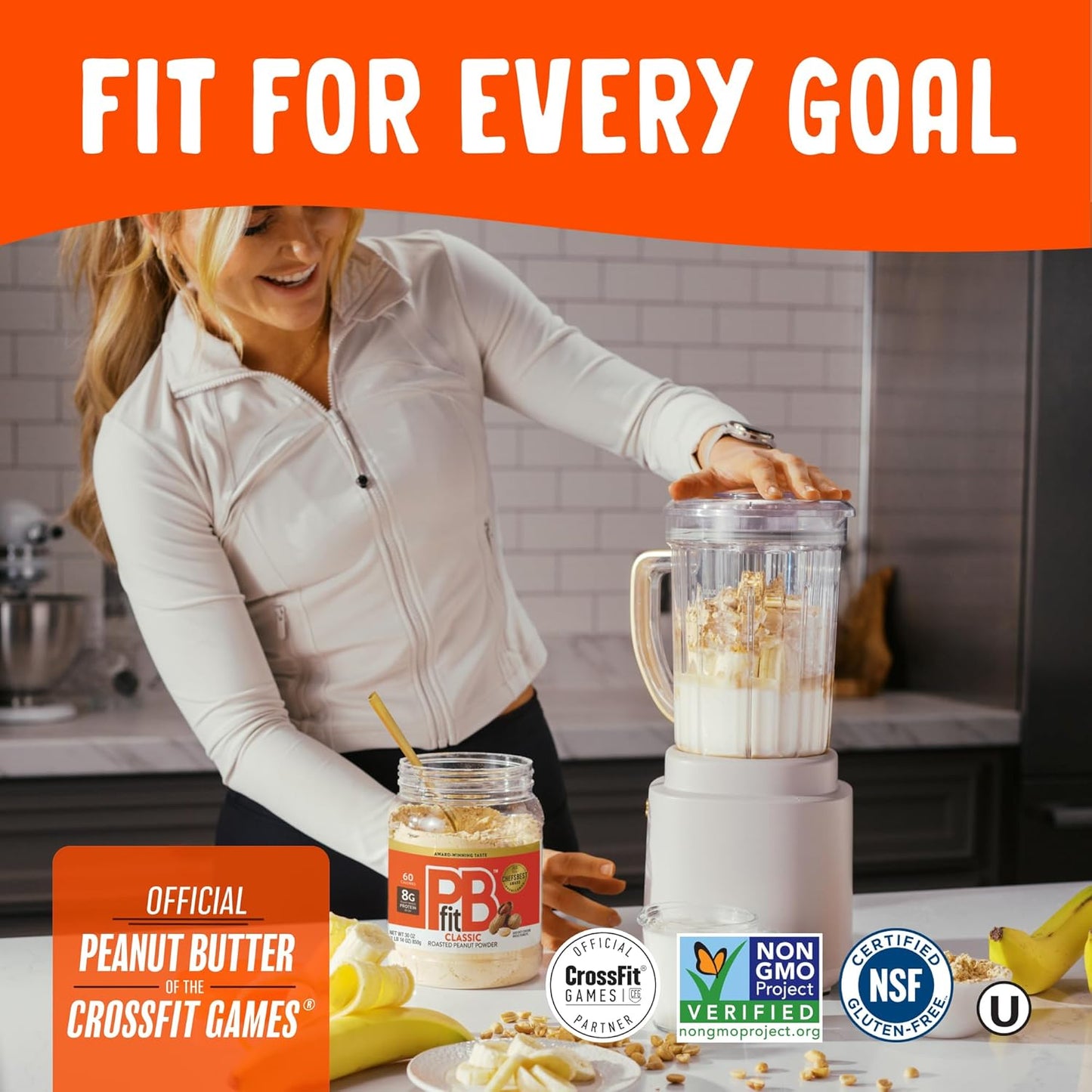 PBfit Classic Peanut Butter Powder – Macro-Friendly Pantry Staple for Home Gym and Meal Prep, 8g Plant Protein Per Serving