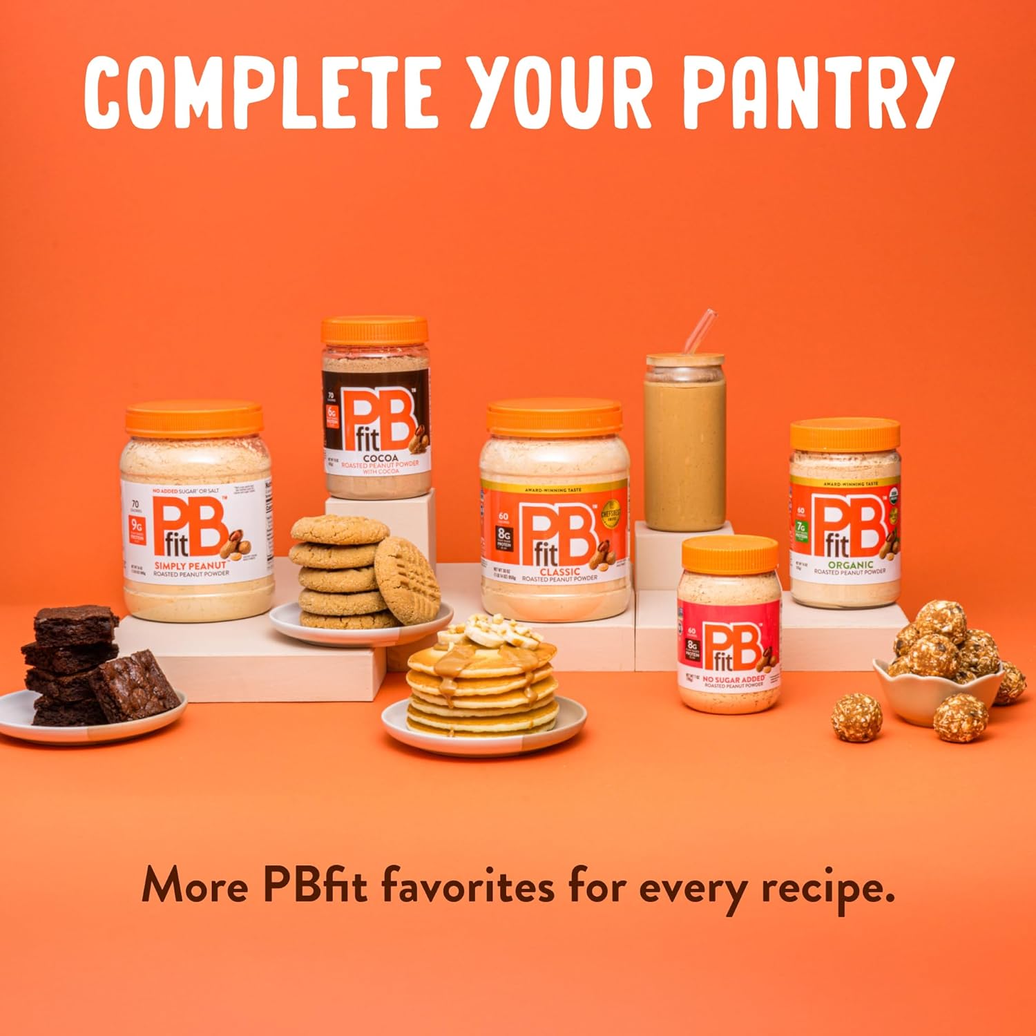 PBfit Classic Peanut Butter Powder – Macro-Friendly Pantry Staple for Home Gym and Meal Prep, 8g Plant Protein Per Serving