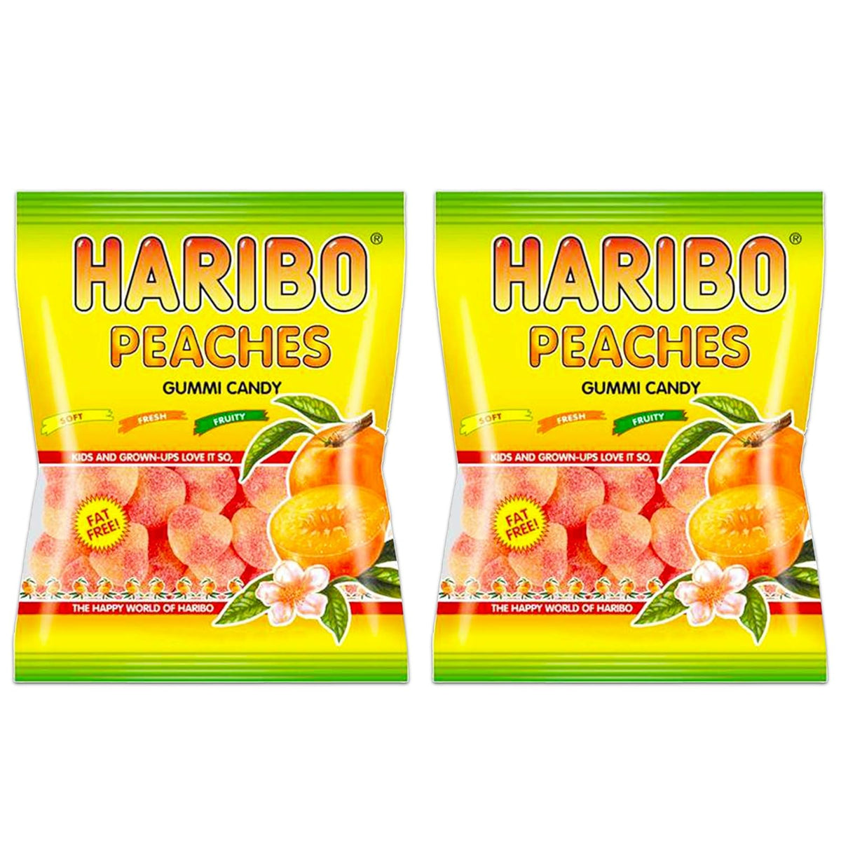 peach-flavored gummies with detailed fruit-shaped molding