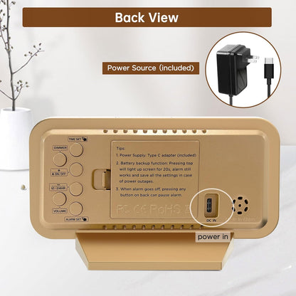 Peakeep Slim Mirror Alarm Clock – Aesthetic Bedroom Decor Piece with Dimmable LED Glow for Cozy Nights