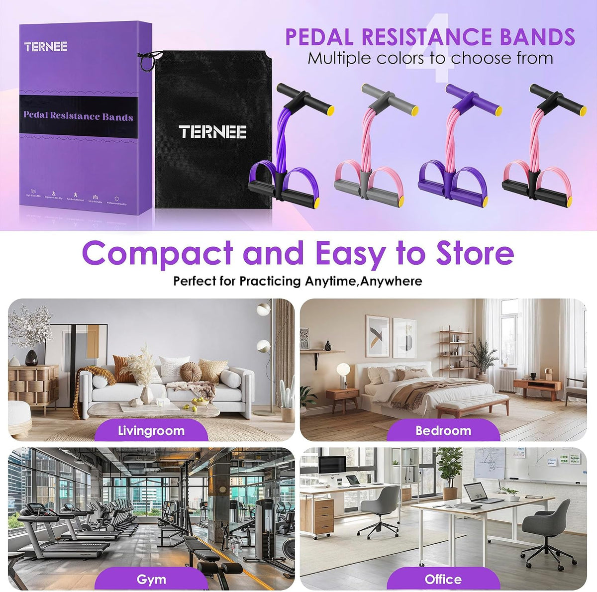 Pedal Resistance Band with Handle – Holiday Gift for Mom Who Wants Gentle Strength Training