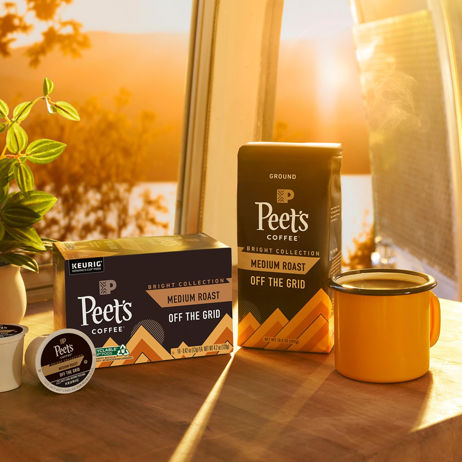 Peet's Coffee Off the Grid Medium Roast Ground Coffee – Mindful Morning Brew for Pour-Over Wellness Rituals