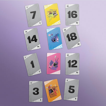penalty mechanic where large number gaps trigger opponents shouting 'snailed it!' and adding point cards