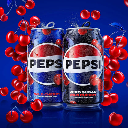 Pepsi Zero Sugar Wild Cherry Cola 12-Pack Cans – Guilt-Free Soda Choice for Calorie-Conscious Home Kitchens