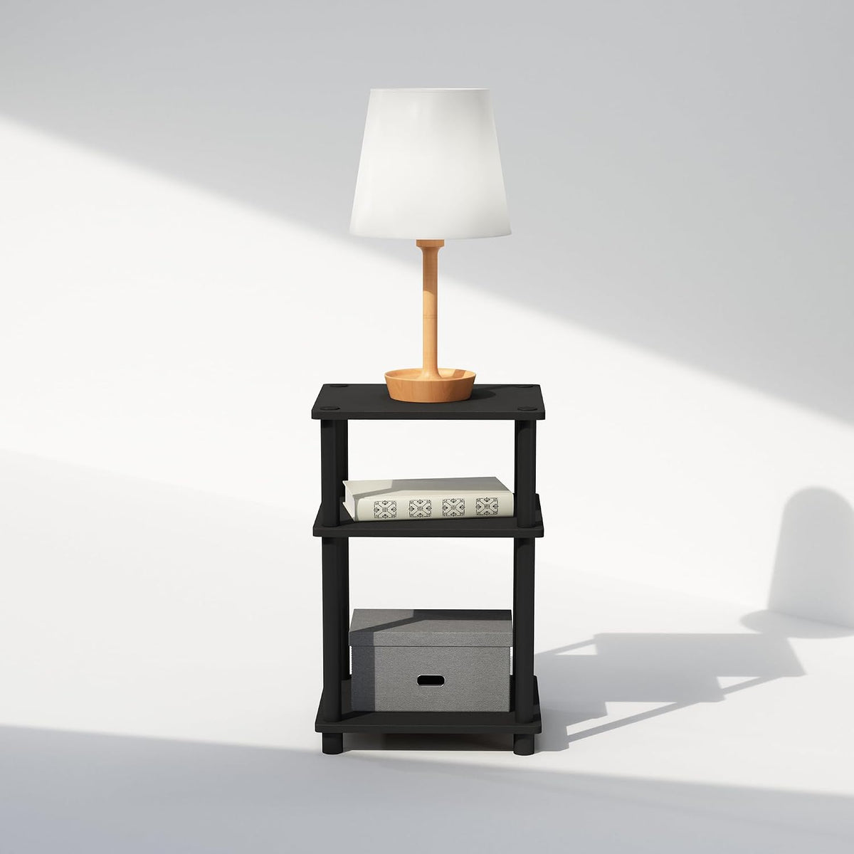 per-shelf weight capacity of 20 lbs (9 kg), total 60 lbs (27.2 kg)