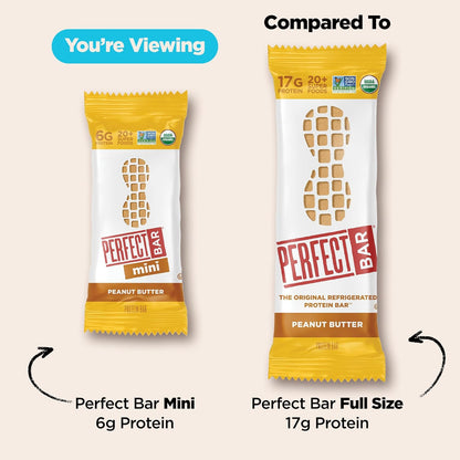 Perfect Bar Mini Peanut Butter Protein Bar – Organic Mindful Snack for Home Fridge and Self Care Days, 6g Protein
