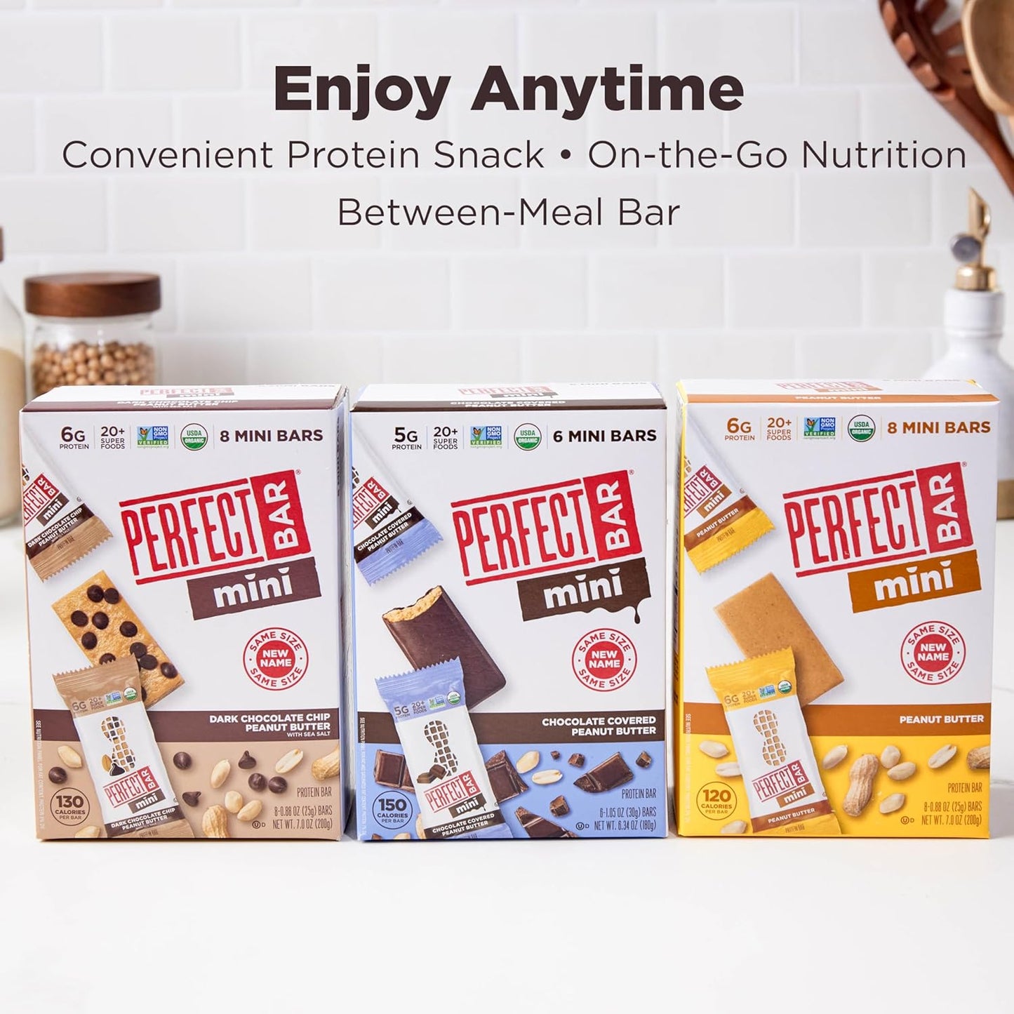 Perfect Bar Mini Peanut Butter Protein Bar – Organic Mindful Snack for Home Fridge and Self Care Days, 6g Protein