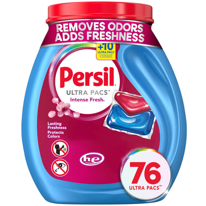 Persil Ultra Pacs Intense Fresh Laundry Detergent – Calming Scent Wash for Shared Household Laundry Area, Aromatherapy-Inspired Everyday Clean