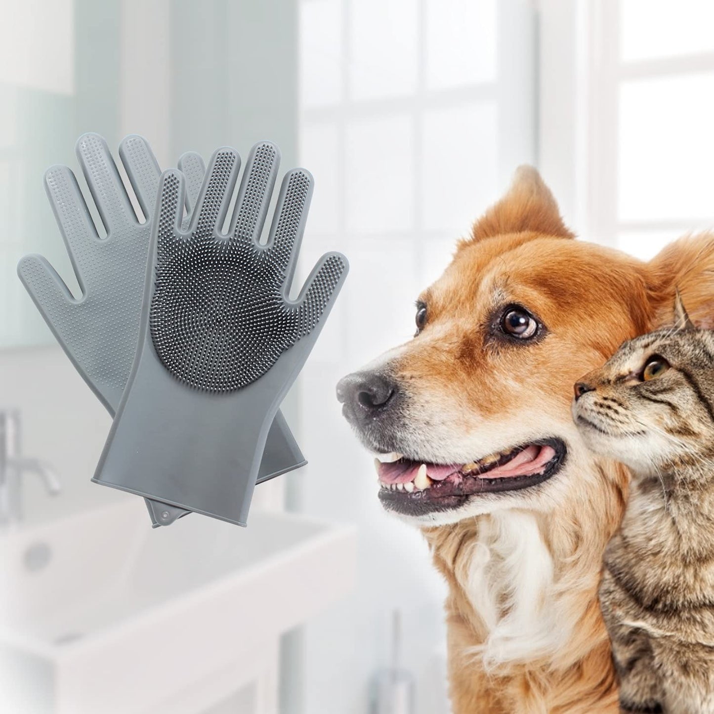 Pet Grooming Gloves – Calming Wellness Companion for Anxious Pets, Therapeutic Coat Care Mitt