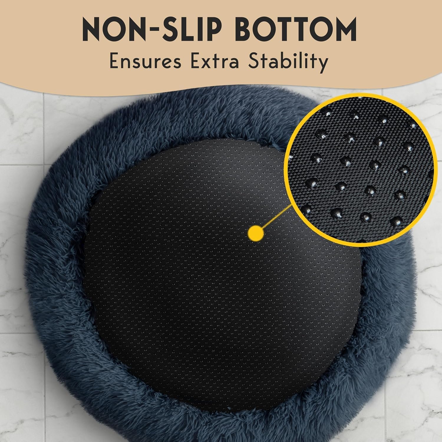 PetJett Calming Dog Bed Medium – Thoughtful Adoption Day Gift for New Puppy Parents, Plush Donut Bed for Rescues