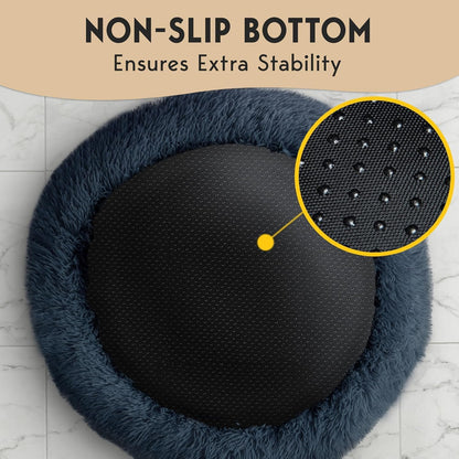 PetJett Calming Dog Bed Medium – Thoughtful Adoption Day Gift for New Puppy Parents, Plush Donut Bed for Rescues