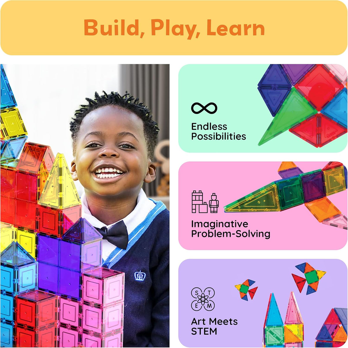 PicassoTiles 100-Piece Magnetic Building Tiles – Birthday and Holiday STEM Gift for Creative Kids Ages 3+