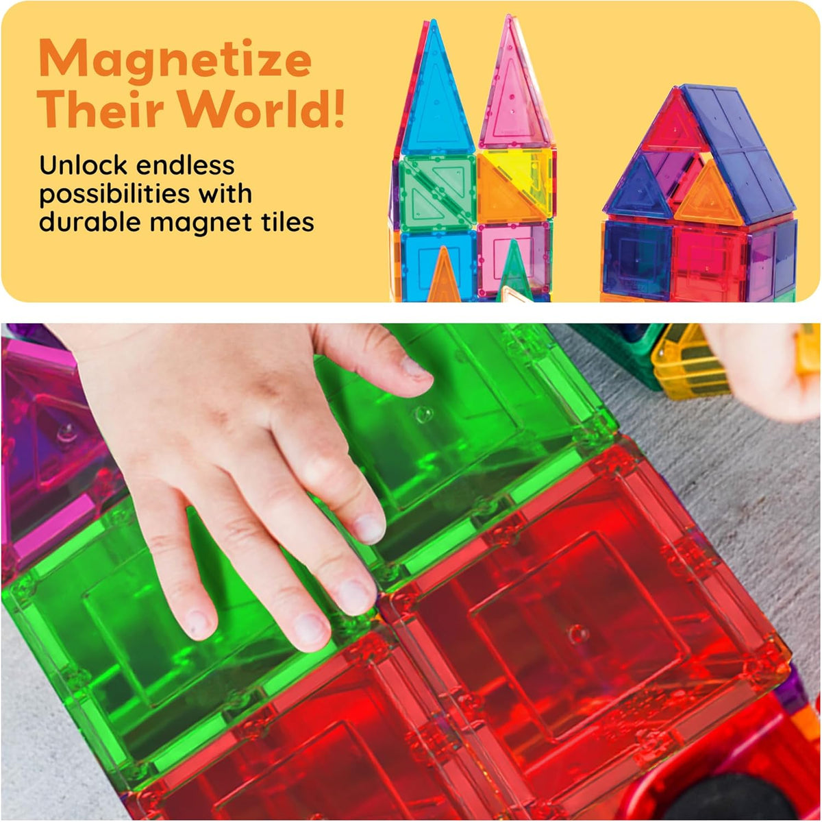PicassoTiles 100-Piece Magnetic Building Tiles – Birthday and Holiday STEM Gift for Creative Kids Ages 3+