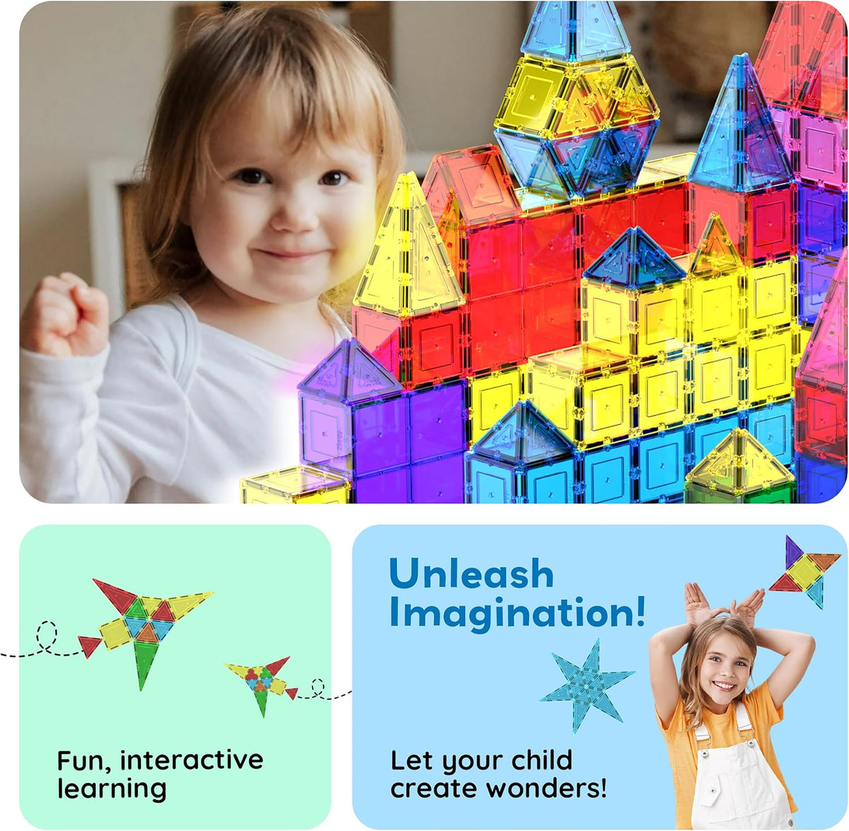 PicassoTiles 100-Piece Magnetic Building Tiles – Birthday and Holiday STEM Gift for Creative Kids Ages 3+