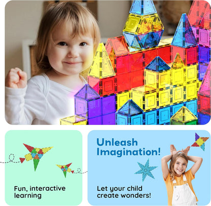 PicassoTiles 100-Piece Magnetic Building Tiles – Birthday and Holiday STEM Gift for Creative Kids Ages 3+