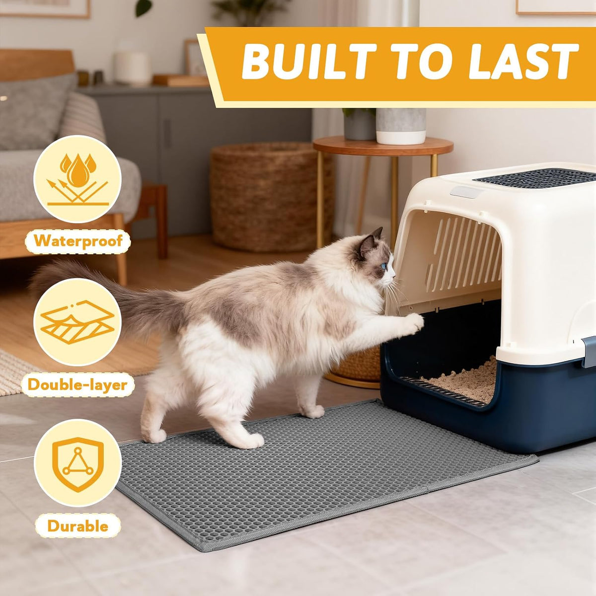 Pieviev Cat Litter Mat – Calming Home Ritual, Soft Paw Friendly Litter Mat