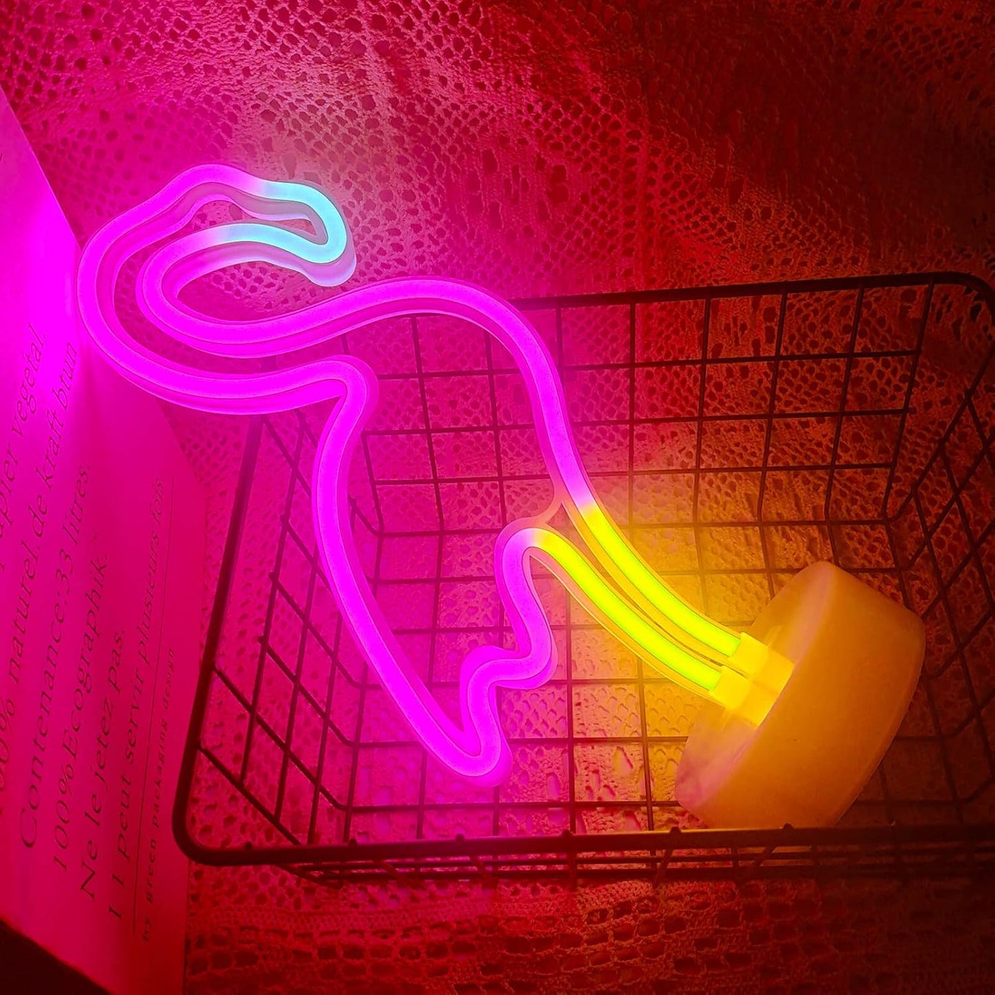 Pink Flamingo Neon Light – Trendy Valentine's Day Gift for Teen Girls, Battery-Operated Room Decor with Stand