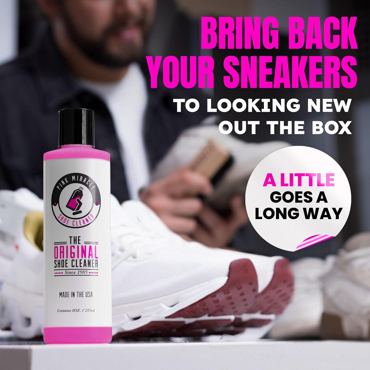 Pink Miracle Shoe Cleaner Kit – Minimalist Sneaker Care System, Neutral Aesthetic with Targeted Applicator and No Harsh Setup