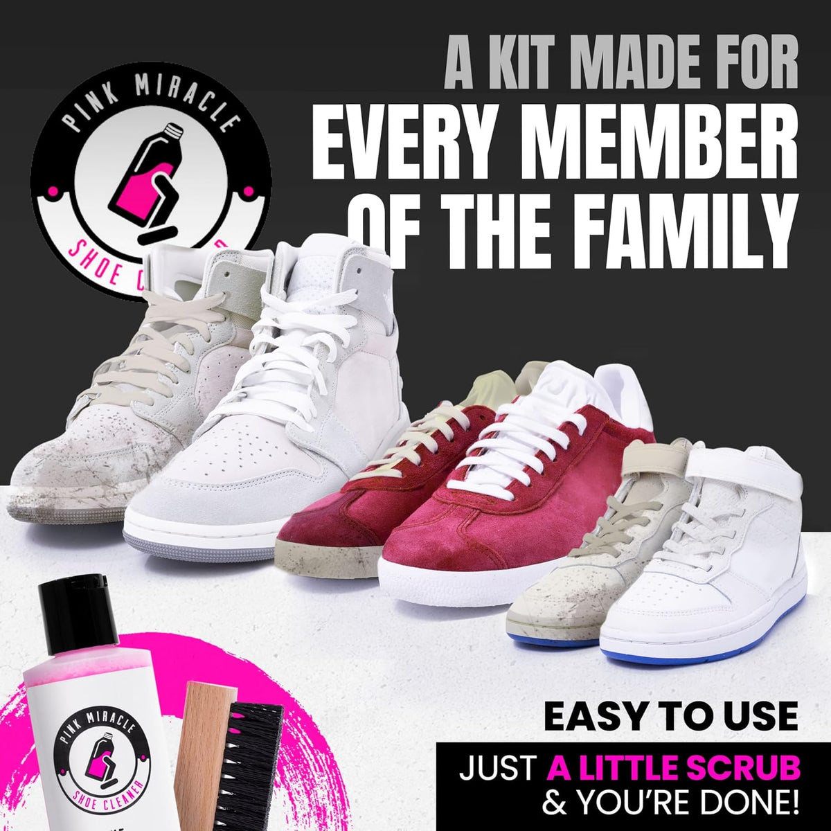 Pink Miracle Shoe Cleaner Kit – Minimalist Sneaker Care System, Neutral Aesthetic with Targeted Applicator and No Harsh Setup