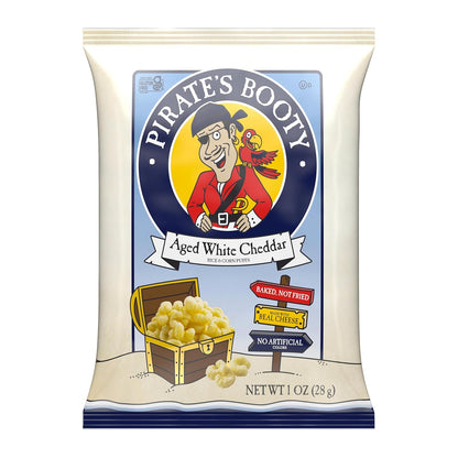 Pirate's Booty Cheddar Cheese Puffs – Desk-Side Snack for Office Workers and Older Kids' Study Sessions, 1 oz Single-Serve Bags, 6ct